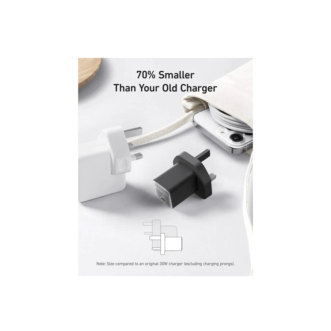 Anker 511 Nano 3 GaN 30W USB-C Wall Charger - Black in Qatar Anker 511 Nano 3 GaN 30W USB-C Wall Charger - Black in Qatar